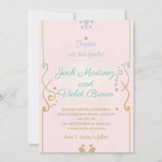 Simple Lines and Soft Colours wedding invitation