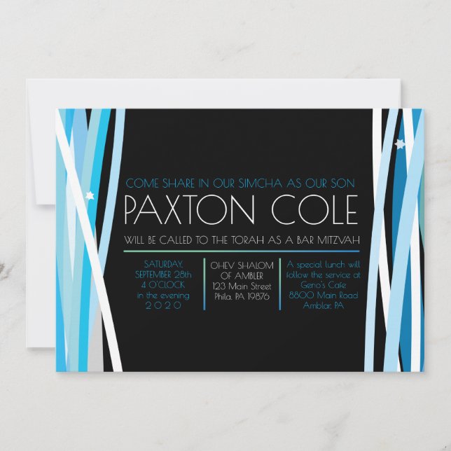 SIMPLE LINES BAR MITZVAH Invitation (Front)