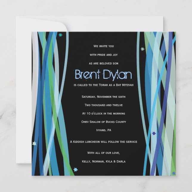 Simple Lines Bat Bar Mitzvah Invitation (Front)