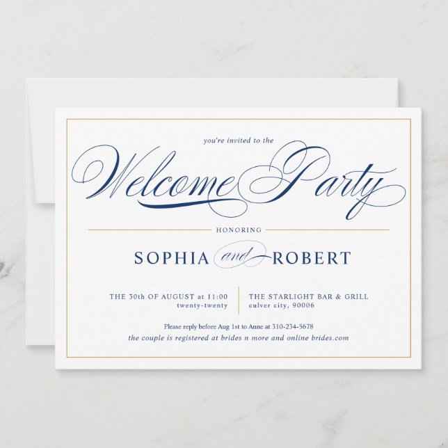 Simple Lines Calligraphy Elegant Welcome Party Invitation (Front)