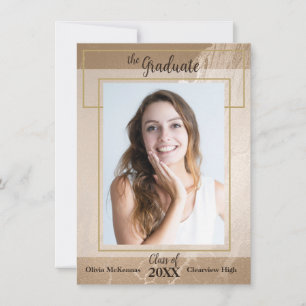 Simple Lines Modern Marble Graduation Announcement