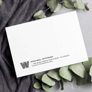 Simple Lines Monogram Initial Name Classic Black Card