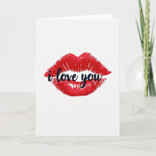 Simple Lips Kiss I Love You Card