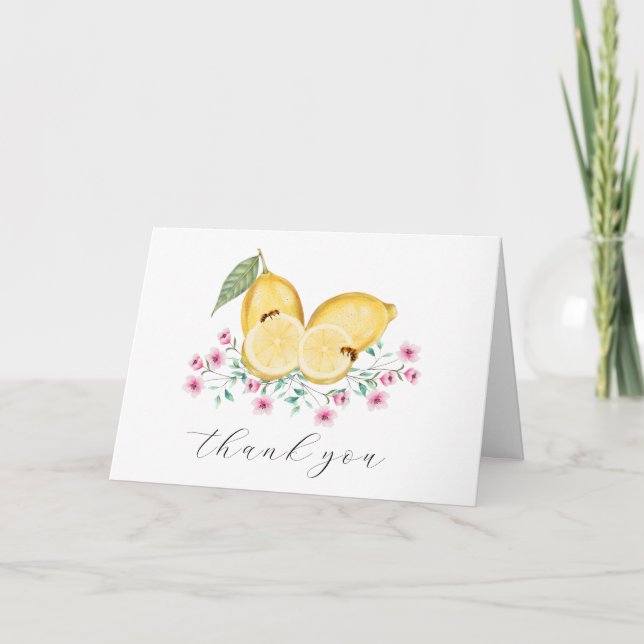 Simple Little Cutie Lemon Citrus Baby Shower  Thank You Card (Front)