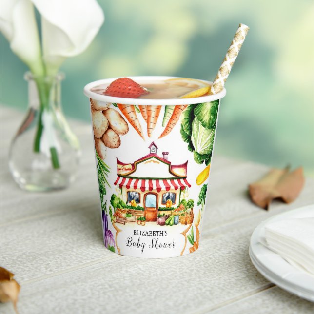 Simple Little Farmer's Market Baby Shower Paper Cups (Insitu)