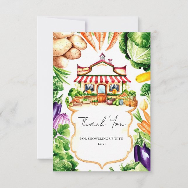 Simple Little Farmer's Market Baby Shower Thank You Card (Front)