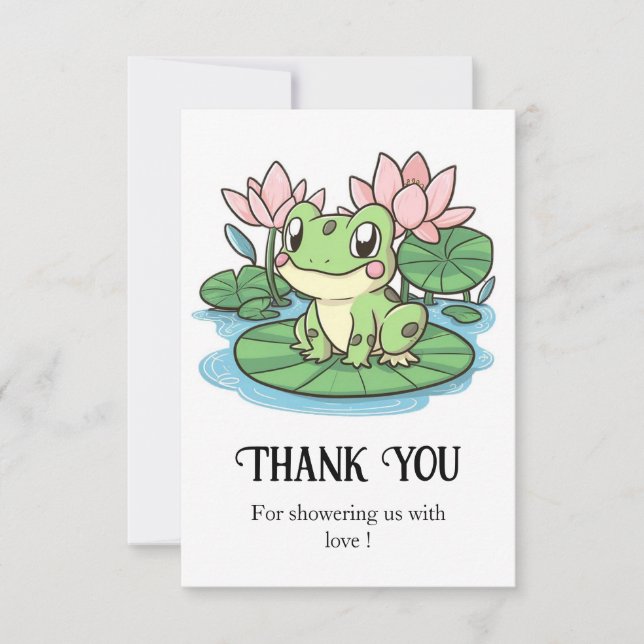 Simple Little Frog Baby Shower Thank You Card (Front)