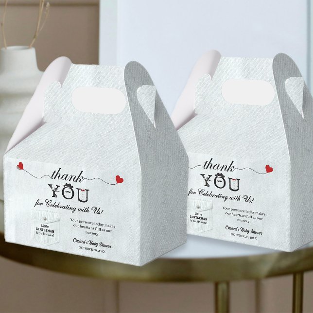 Simple Little Gentleman Baby Shower Thank You Cute Favour Box (Creator Uploaded)
