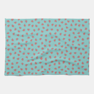 Simple little ladybug on a teal background tea towel