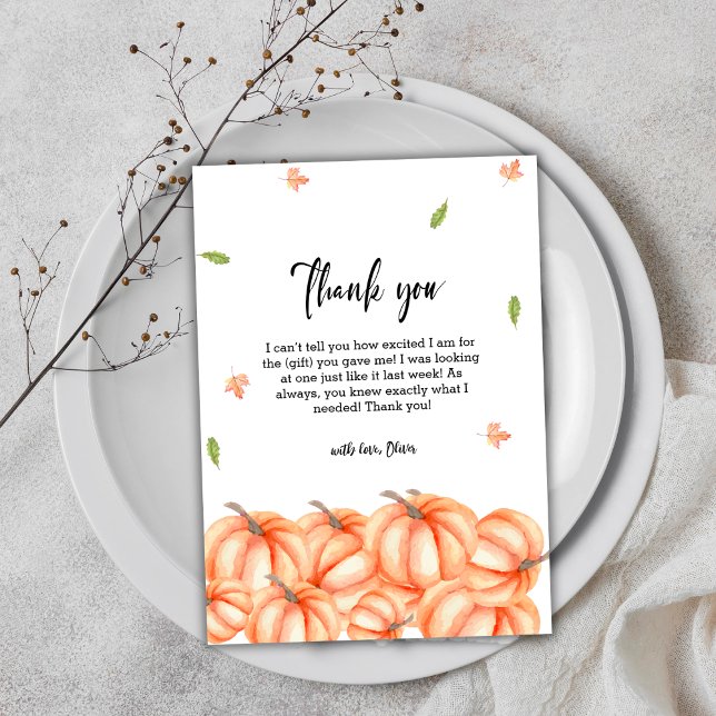 Simple Little Pumpkin Halloween Fall Baby Shower Thank You Card (Simple Little Pumpkin Halloween Fall Baby Shower Thank You Card)