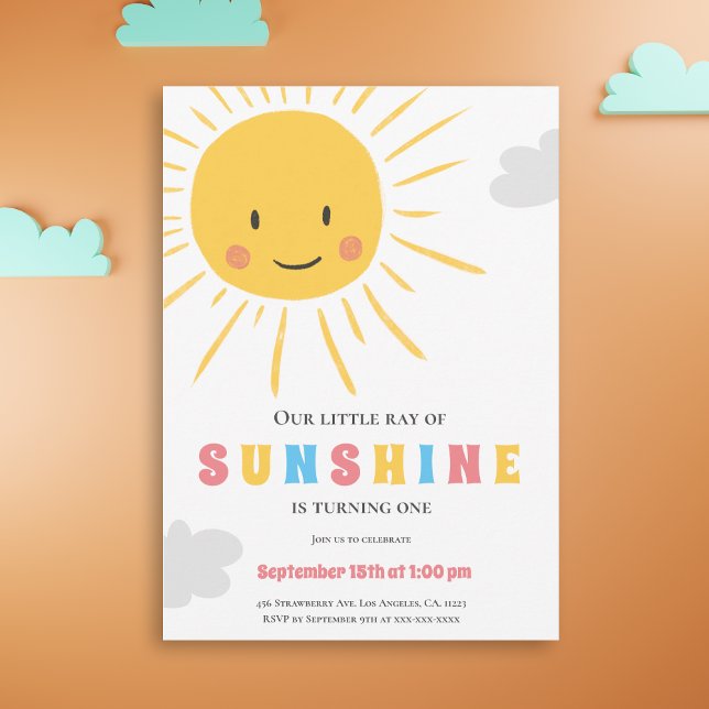 Simple Little Sunshine Kid First Birthday  Invitation (Creator Uploaded)