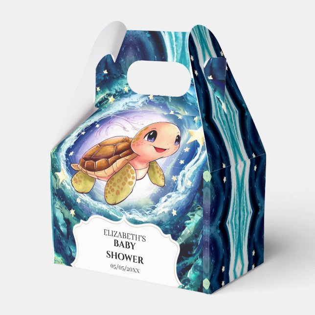 Simple Little Turtle Baby Shower Favour Box (Front Side)