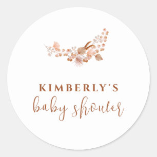 Simple Little Wildflower Boho Baby Shower Classic Round Sticker