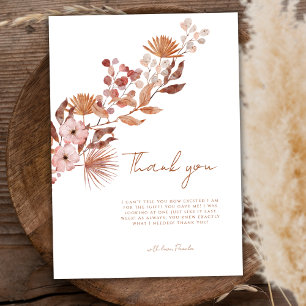 Simple Little Wildflower Boho Fall Baby Shower Thank You Card