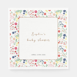 Simple little Wildflower Frame Baby Shower Napkin