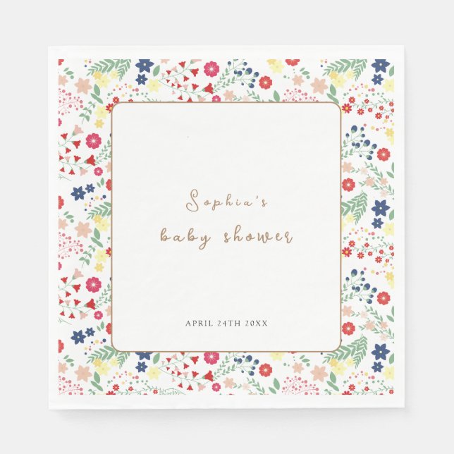 Simple little Wildflower Frame Baby Shower Napkin (Front)