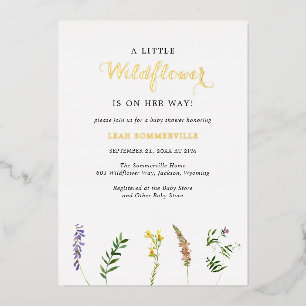 Simple Little Wildflower Girl Baby Shower Gold