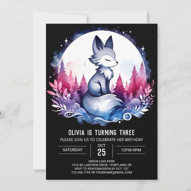 Simple Little Wolf Birthday  Invitation (Front)