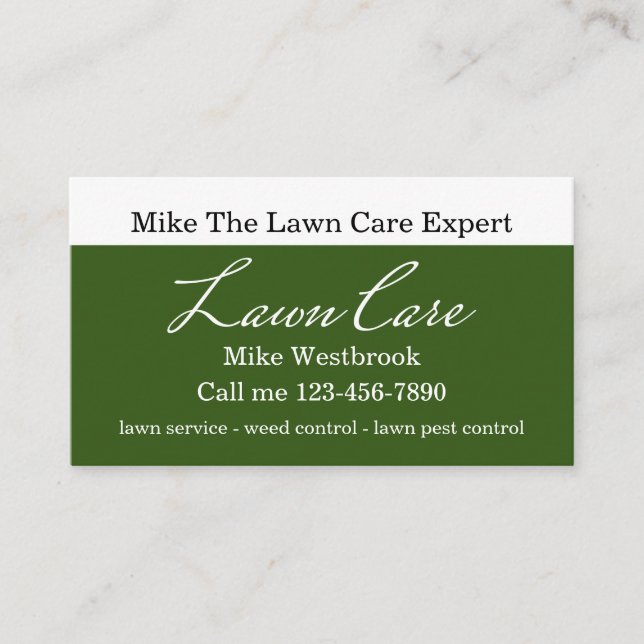 Simple Local Lawn Care Service  Business Card (Front)