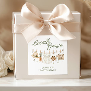 Simple Locally Grown Farmer Market Baby GIRL Square Sticker