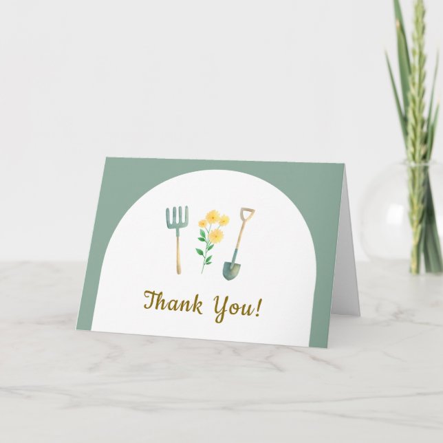 Simple Locally Grown Floral Gardening Baby Shower Thank You Card (Front)