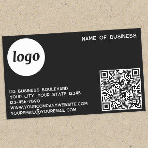 Simple Logo and QR Code Black Rectangular Sticker