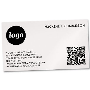 Simple Logo and QR Code Blush Pink Magnetic Business Card