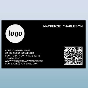 Simple Logo and QR Code Magnetic Business Card