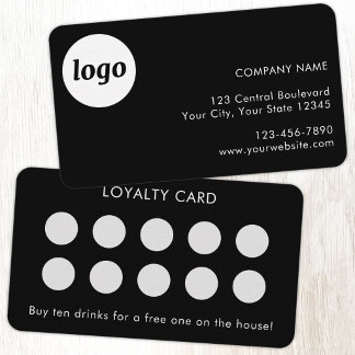 Simple Logo and Text Black Customer Loyalty Card