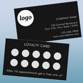 Simple Logo and Text Black Customer Loyalty Card
