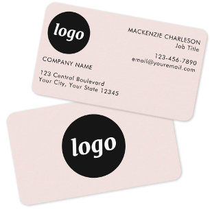 Simple Logo and Text Blush Pink Business Card