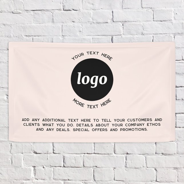 Simple Logo and Text Business Blush Pink Banner (Logo with custom text promotional business banner)