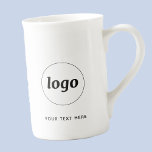 Simple Logo and Text Business Bone China Mug<br><div class="desc">Simple logo and custom text for your business. Replace the logo and text with your own to customise. Use them yourself, give them to your employees and co-workers, sell them to customers and clients or give them away as promotional material to inspire customer loyalty. Perfect for a corporate party, event...</div>