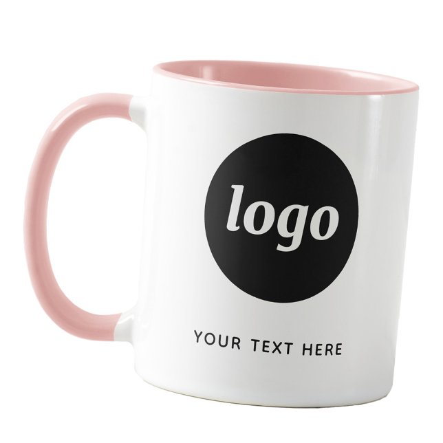Simple Logo and Text Business Branding Blush Pink Mug (Simple logo with custom text business branding promotional blush pink coffee mug)