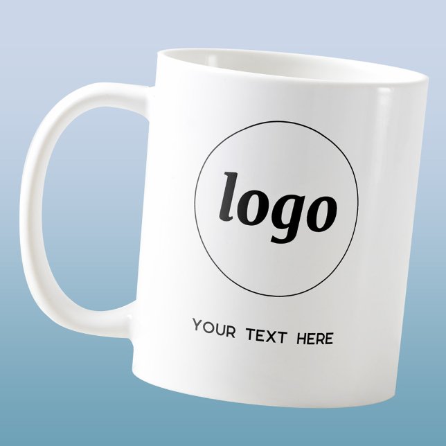 Simple Logo and Text Business Coffee Mug (Logo and text custom business promotional coffee mug)