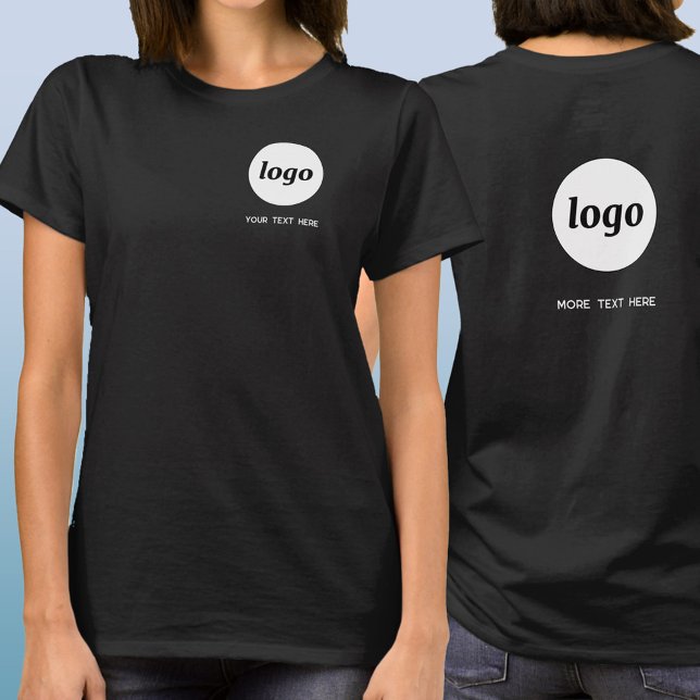 Simple Logo and Text Business Crest and Back T-Shirt (Simple logo with custom text crest and back style business branding promotional t-shirt)