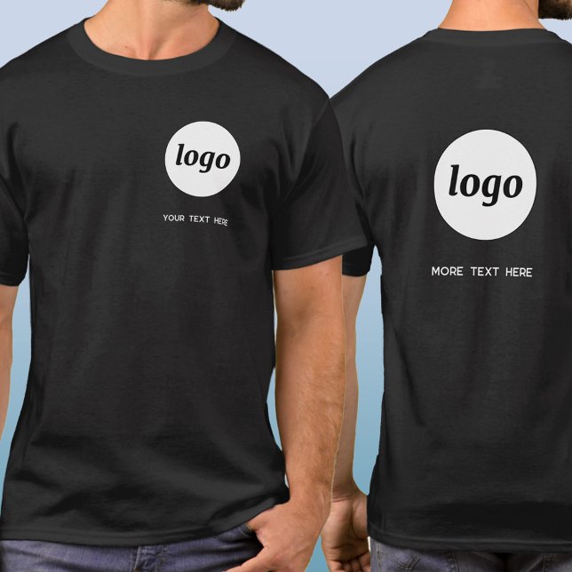 Simple Logo and Text Business Crest and Back T-Shirt (Simple logo with custom text crest and back style business branding promotional t-shirt)