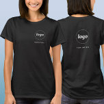 Simple Logo and Text Business Crest and Back T-Shirt<br><div class="desc">Simple logo and custom text business t-shirt with the same logo and text on the crest at the front, and at the back. Replace the logo and text with your own to customise. Wear them yourself, give them to your employees and co-workers to wear as a company uniform, sell them...</div>