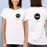 Simple Logo and Text Business Crest and Back T-Shirt<br><div class="desc">Simple logo and custom text business t-shirt with the same logo and text on the crest at the front, and at the back. Replace the logo and text with your own to customise. Wear them yourself, give them to your employees and co-workers to wear as a company uniform, sell them...</div>