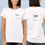 Simple Logo and Text Business Crest and Back T-Shirt<br><div class="desc">Simple logo and custom text business t-shirt with the same logo and text on the crest at the front, and at the back. Replace the logo and text with your own to customise. Wear them yourself, give them to your employees and co-workers to wear as a company uniform, sell them...</div>