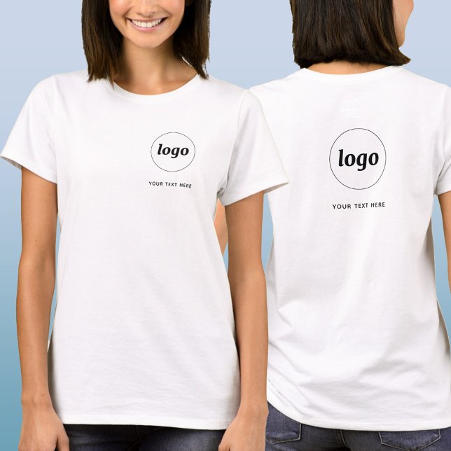 Simple Logo and Text Business Crest and Back T-Shirt (Simple logo with custom text business branding promotional t-shirt with crest and back printing)