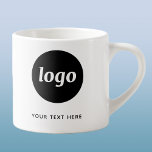 Simple Logo and Text Business Espresso Cup<br><div class="desc">Simple logo and custom text for your business.  Replace the logo and text with your own to customise.  Use them yourself,  give them to your employees and co-workers,  sell them to customers and clients or give them away as promotional material to inspire customer loyalty.</div>