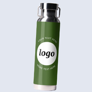 Simple Logo and Text Business Forest Green Water Bottle