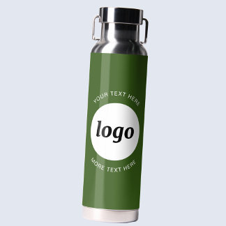 Simple Logo and Text Business Forest Green Water Bottle