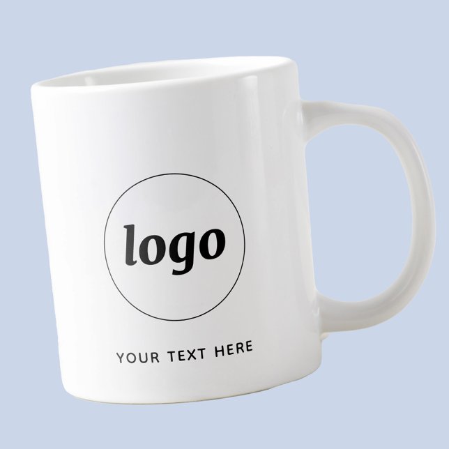 Simple Logo and Text Business Large Coffee Mug (Simple logo with custom text business branding promotional giant coffee mug)