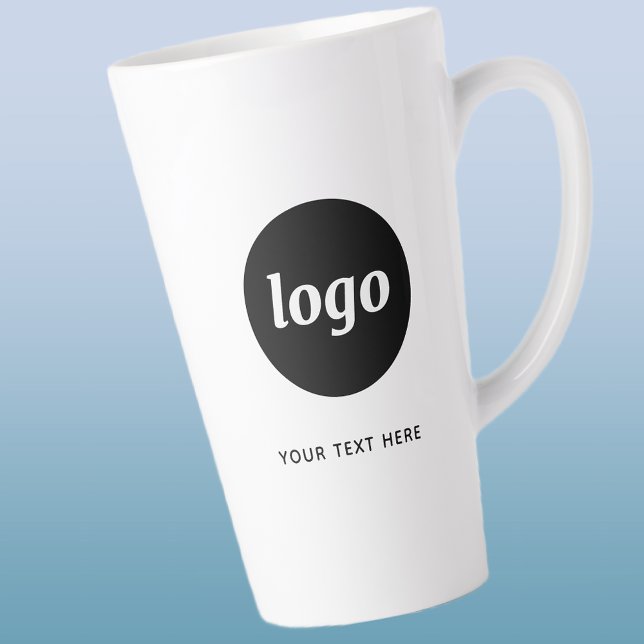 Simple Logo and Text Business Latte Mug (Logo with text business promotional latte mug)