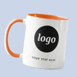 Simple Logo and Text Business Mug<br><div class="desc">Simple logo and custom text for your business. Replace the logo and text with your own to customise. Use them yourself, give them to your employees and co-workers, sell them to customers and clients or give them away as promotional material at corporate events and trade shows to inspire customer loyalty....</div>