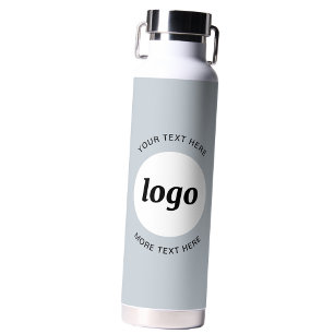 Simple Logo and Text Business Powder Blue Water Bottle