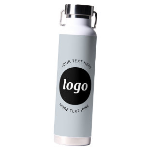 Simple Logo and Text Business Powder Blue Water Bottle