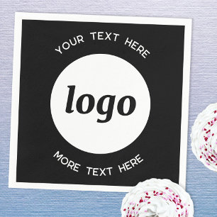 Simple Logo and Text Business Promotional Black Napkin